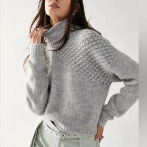 NWT Free People Bradley Pullover Gray Heather Turtleneck Sweater
